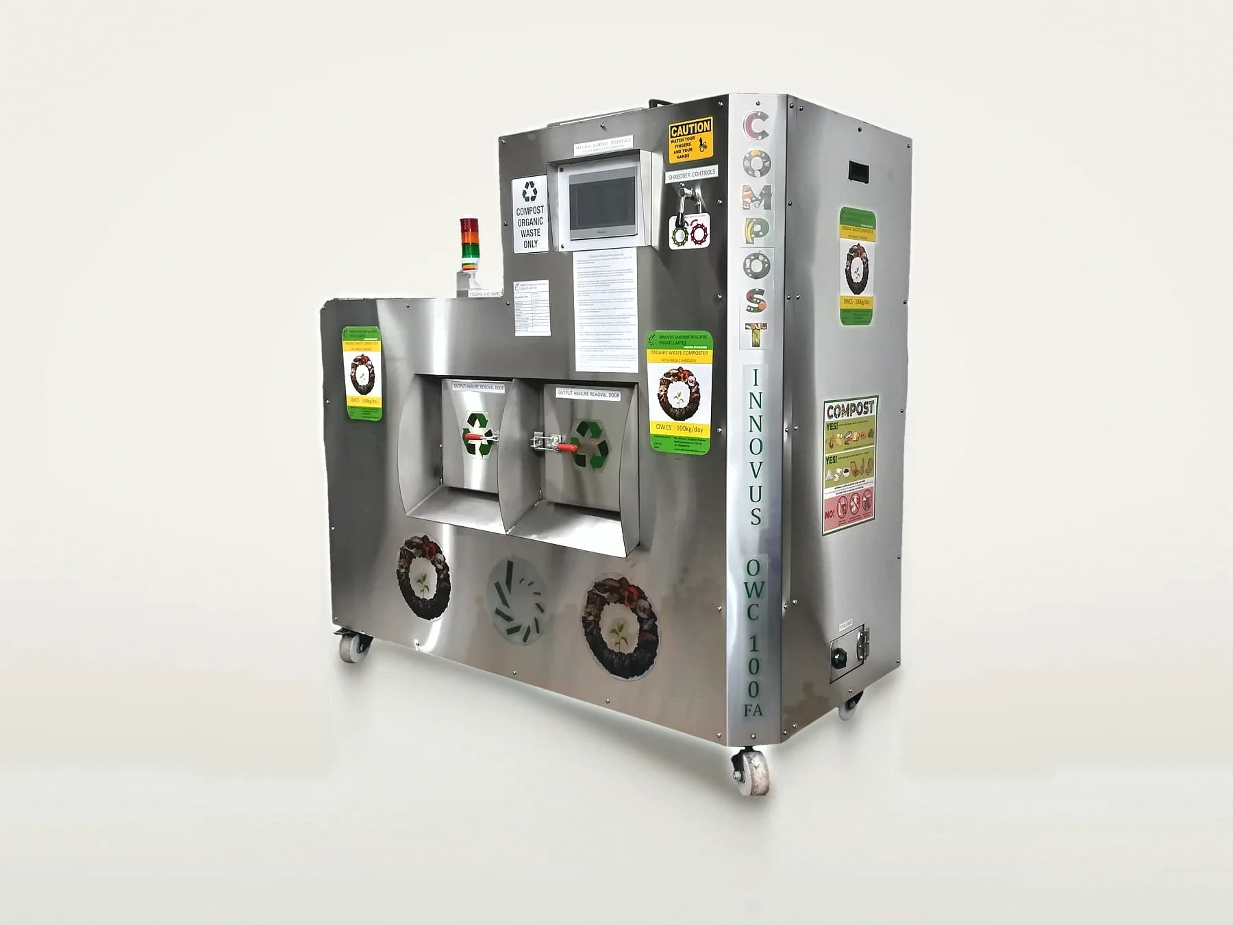 Innovus organic waste composter in brushed stainless steel
